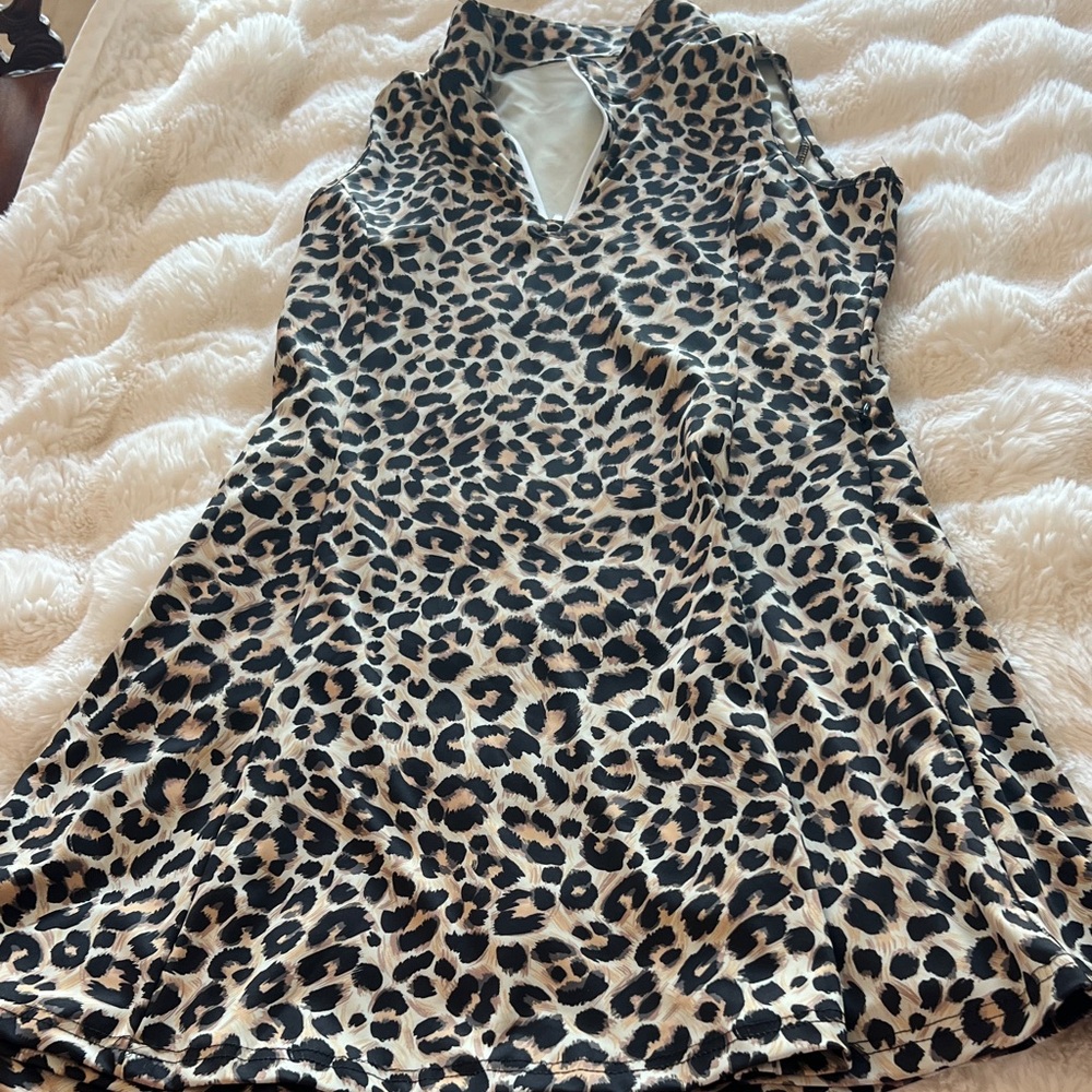 Leopard / Jaguar Print Sleeveless exercise Dress and shorts